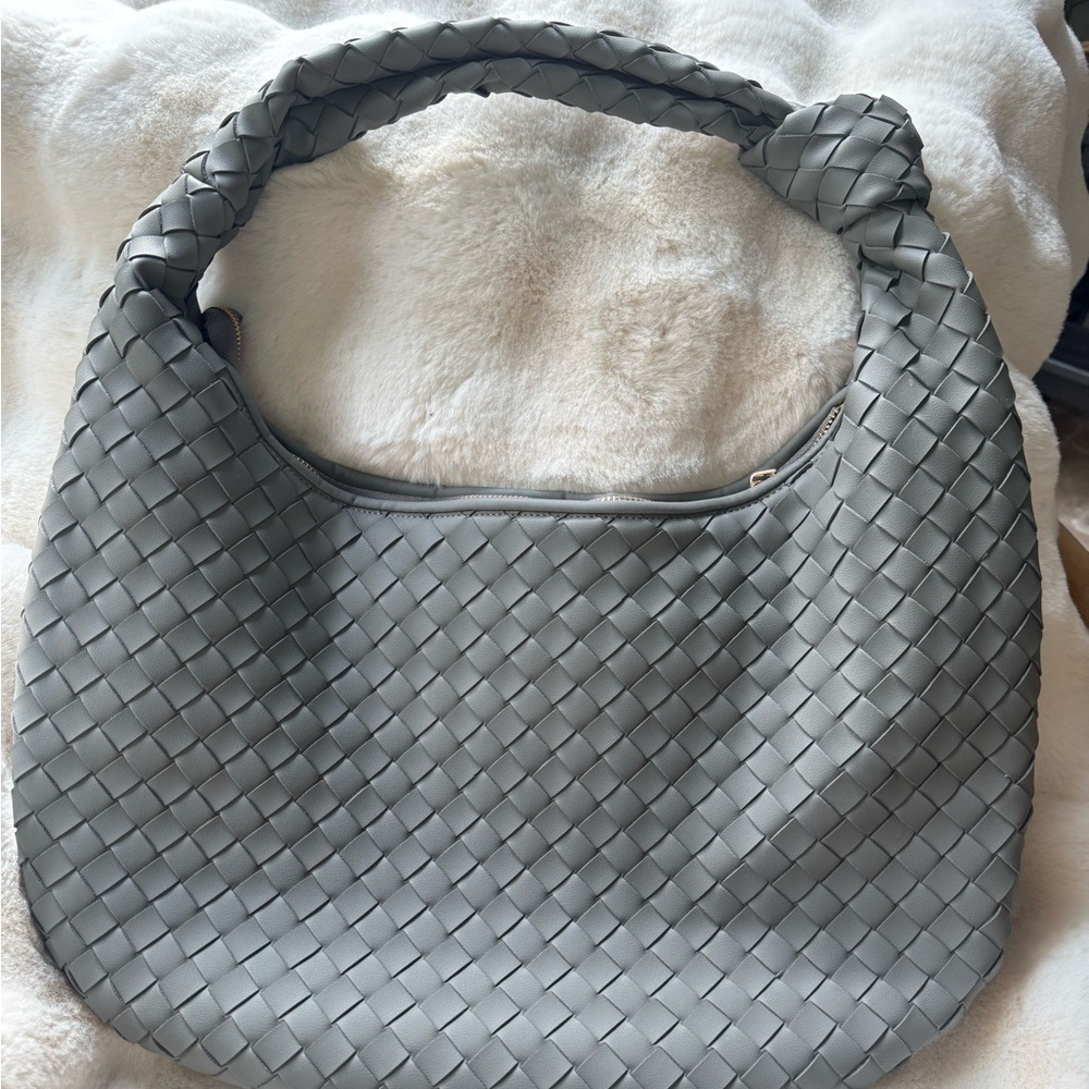 Anthropologie Brigitte Woven Hobo by Melie Bianco; Vegan Leather-Gray
